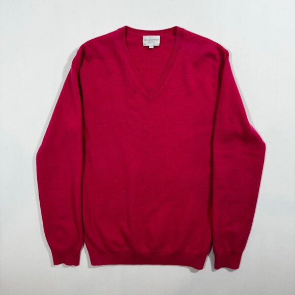 Eric Bompard Cashmere V-Neck Sweater Pink Magenta S Preppy  Unisex Quiet Luxury - Picture 2 of 10